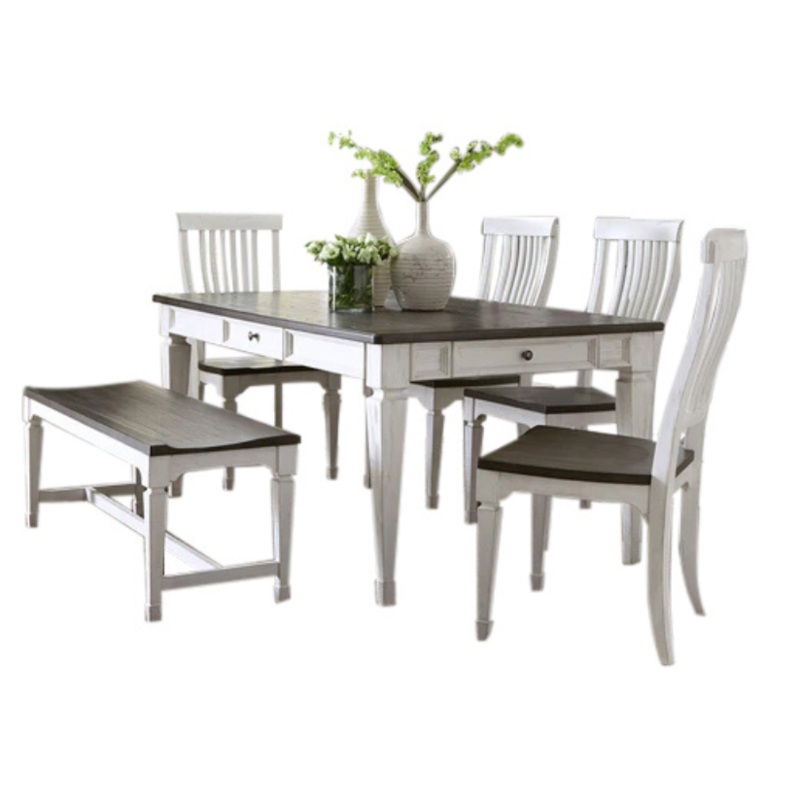 Allyson Park – 6 Piece Rectangular Table Set – White