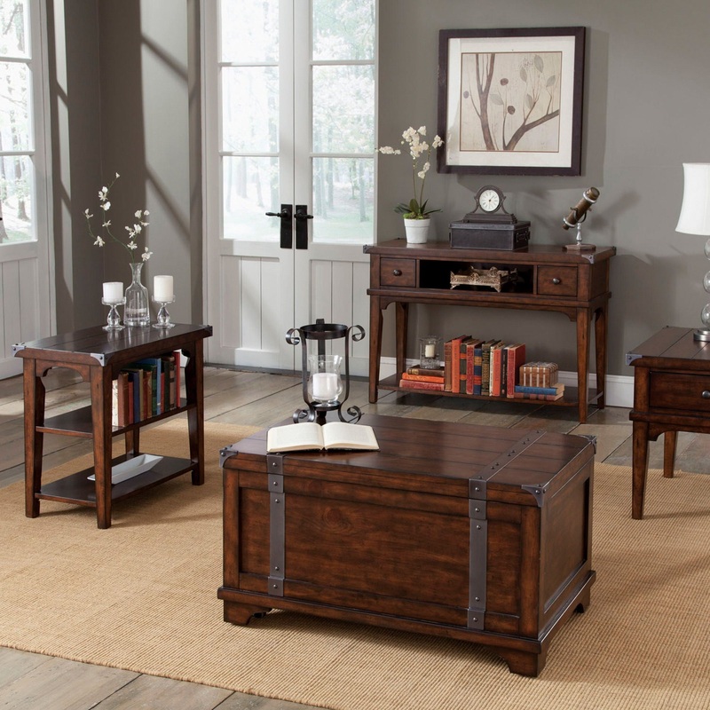 Aspen Skies – 3 Piece Set (1-Cocktail 2-End Tables) – Dark Brown