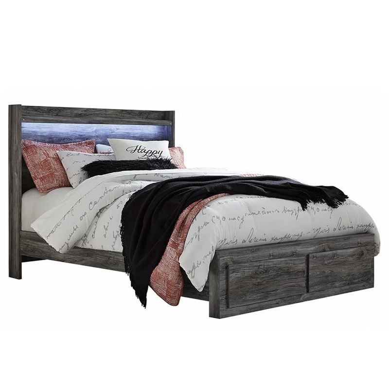 Baystorm – Gray – Queen Panel Bed With 2 Storage Drawers