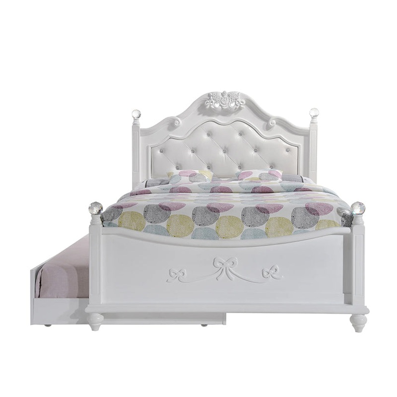 Alana – Full Platform Bed With Storage Trundle – White
