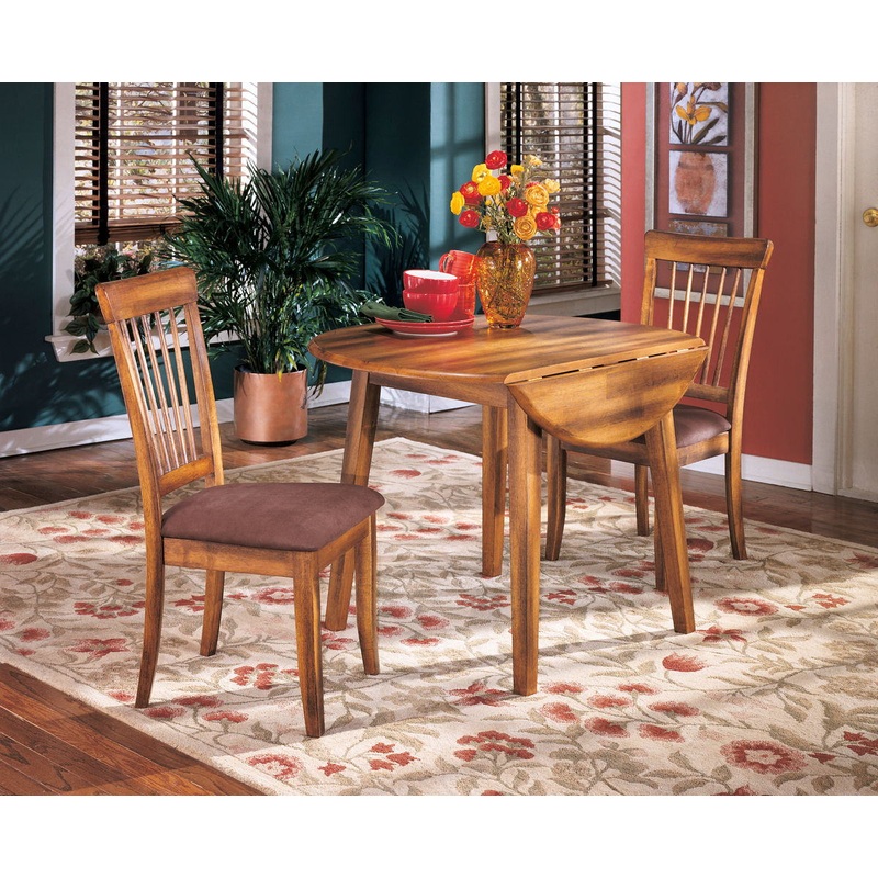 Berringer – Rustic Brown – 3 Pc. – Drop Leaf Table, 2 Side Chairs