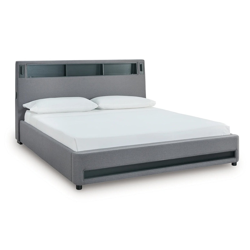 Verishaw – Gray – King Upholstered Bed