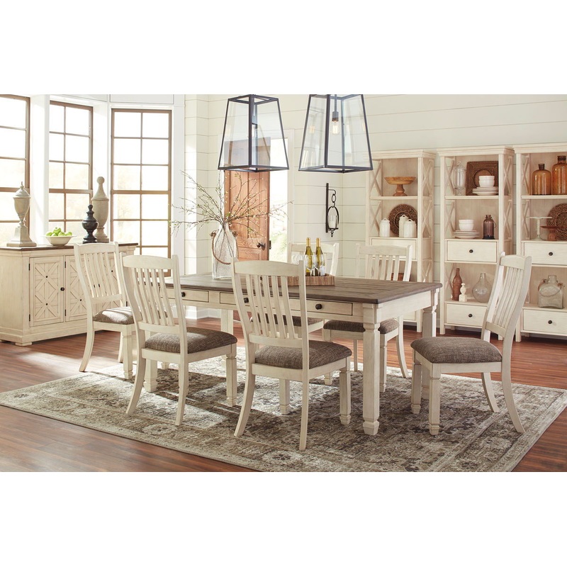 Bolanburg – Beige – 11 Pc. – Dining Room Table, 6 Side Chairs, Server, 3 Cabinets