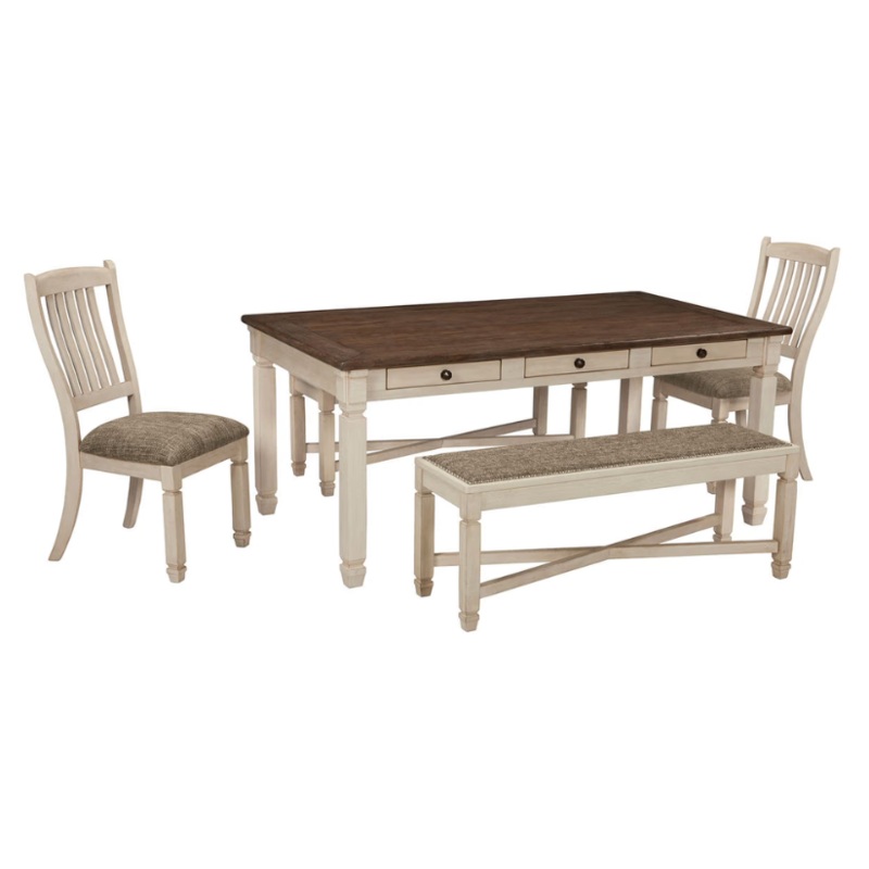 Bolanburg – Beige – 5 Pc. – Dining Room Table, 2 Side Chairs, Bench (2)