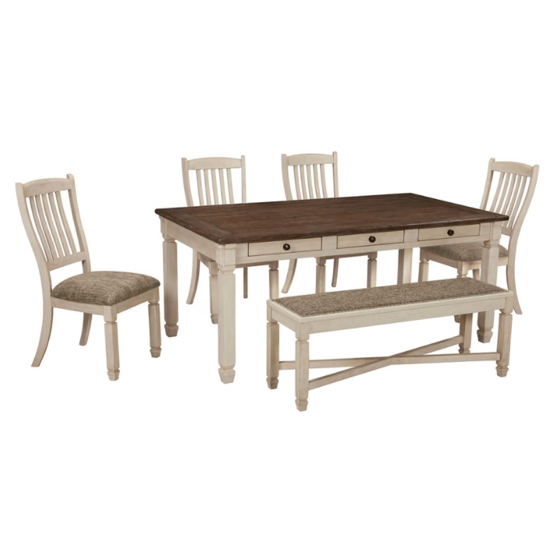 Bolanburg – Beige – 6 Pc. – Dining Room Table, 4 Side Chairs, Bench