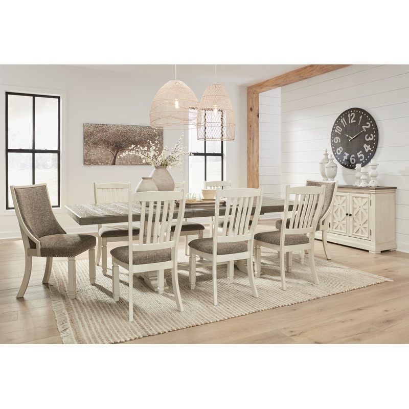 Bolanburg – Brown / Beige – 11 Pc. – Dining Table, 6 Side Chairs, 2 Uph Side Chairs, Server