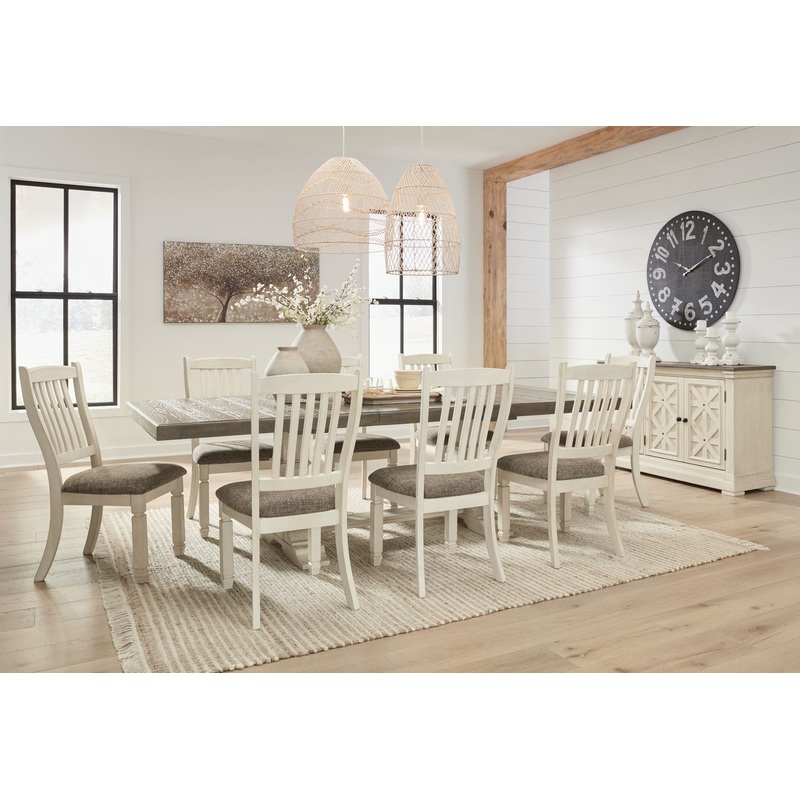 Bolanburg – Brown / Beige – 9 Pc. – Dining Table, 6 Side Chairs, Sever
