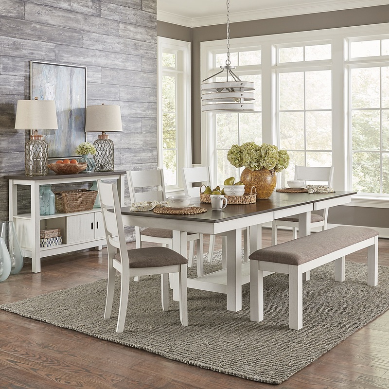 Brook Bay – 6 Piece Trestle Table Set – White
