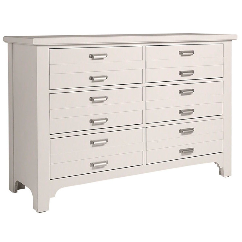 Bungalow – 6-Drawer Double Dresser – Lattice (Soft White)