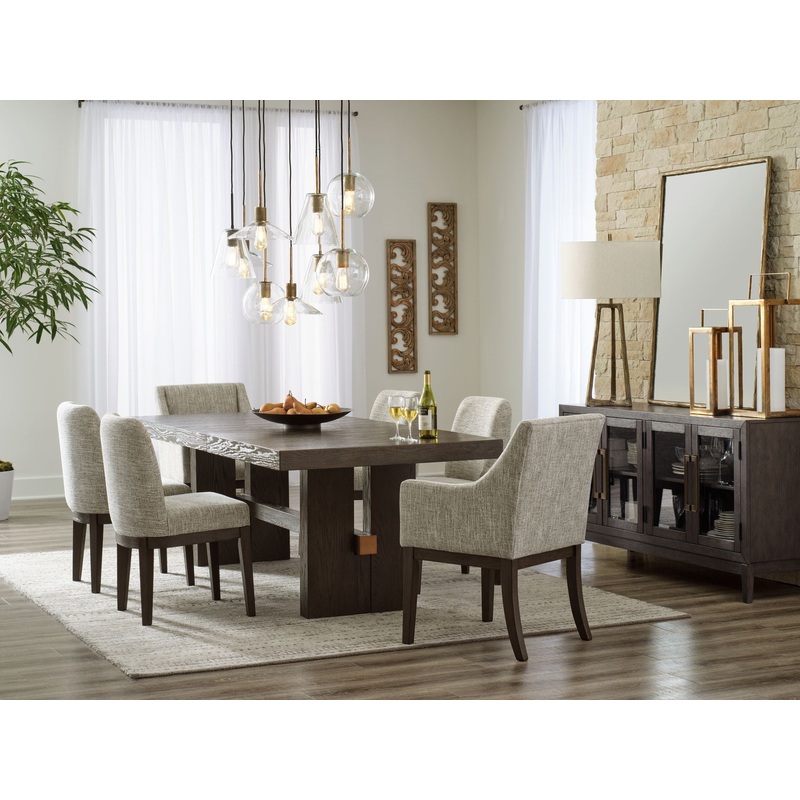 Burkhaus – Dark Brown – 10 Pc. – Dining Room Extension Table, 6 Side Chairs, 2 Arm Chairs, Server