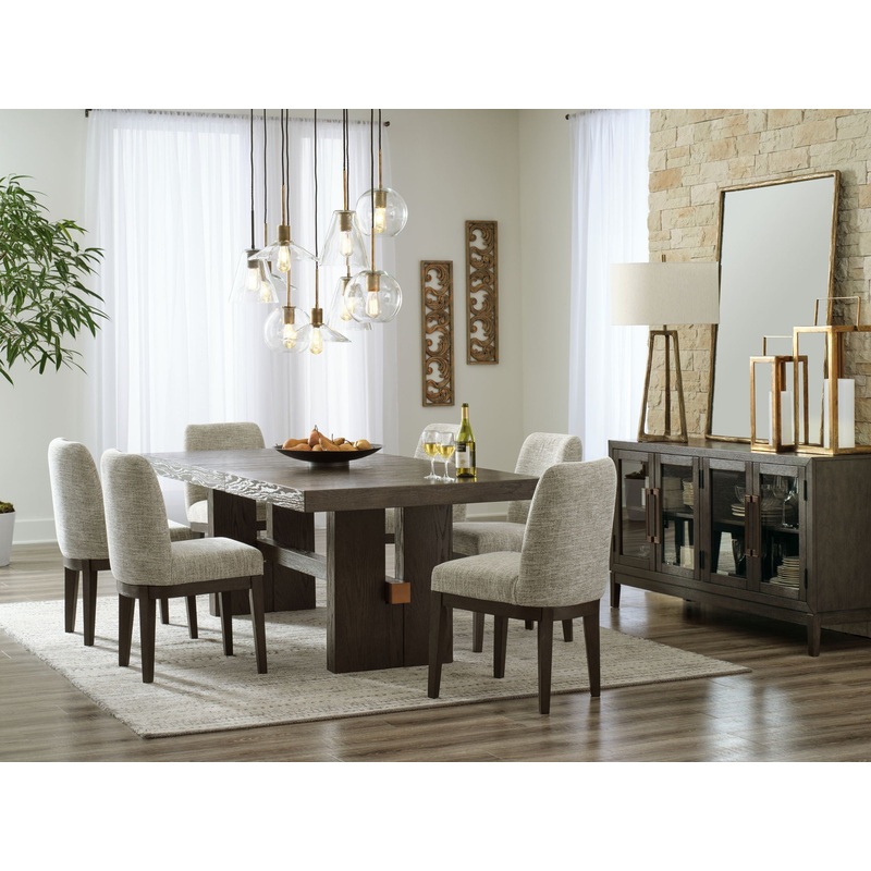 Burkhaus – Dark Brown – 8 Pc. – Dining Room Extension Table, 6 Side Chairs, Server