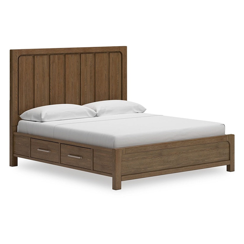 Cabalynn – Light Brown – King Panel Bed With Storage