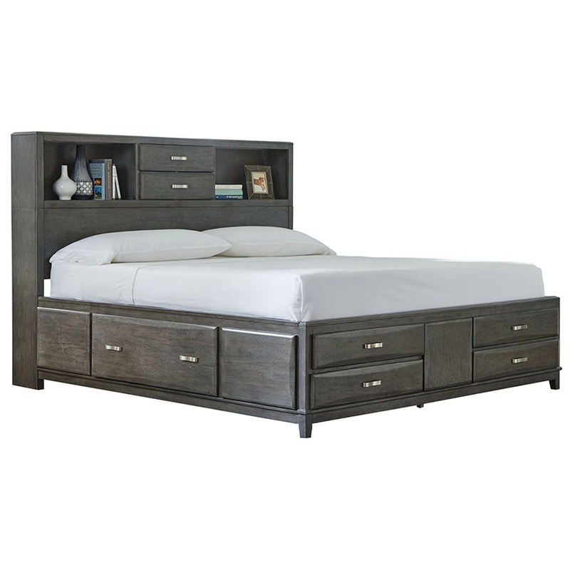 Caitbrook – Gray – Queen Storage Bed With 8 Drawers