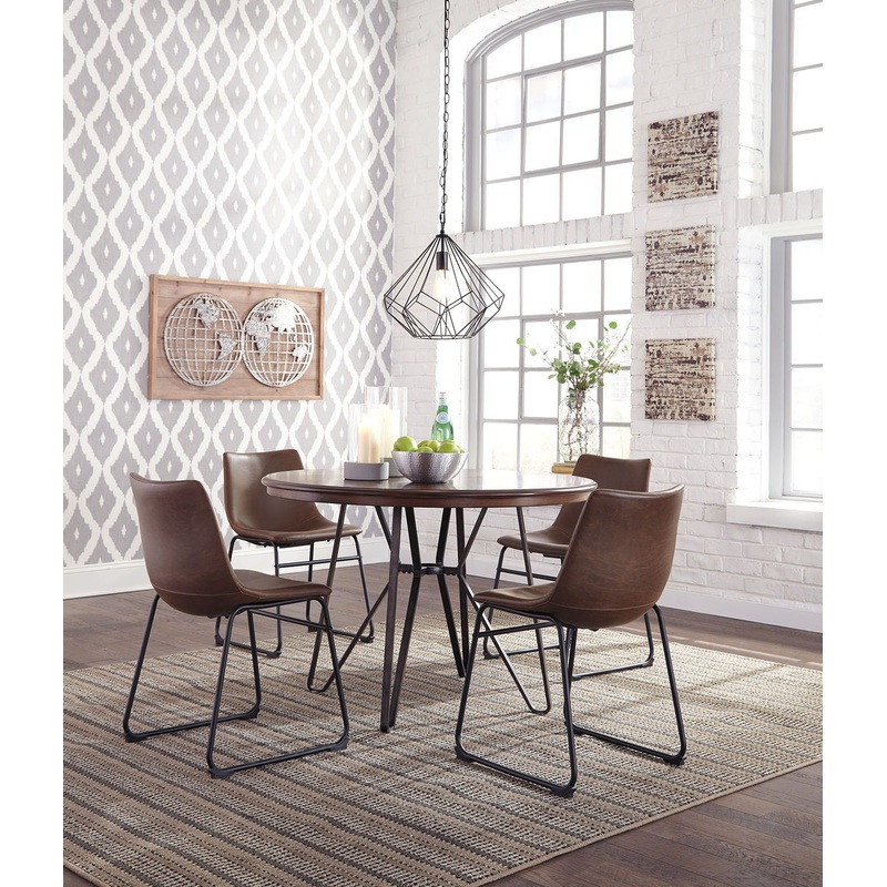 Centiar – Two-tone Brown – 5 Pc. – Dining Room Table, 4 Upholstered Side Chairs
