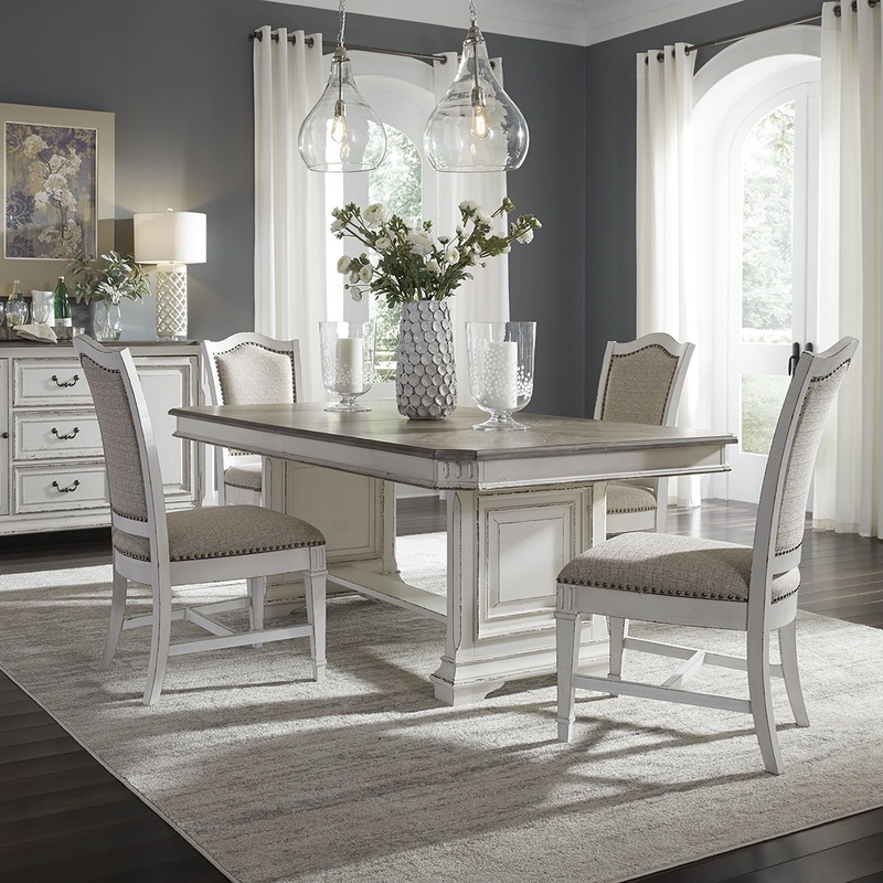 Abbey Park – 5 Piece Trestle Table Set – White