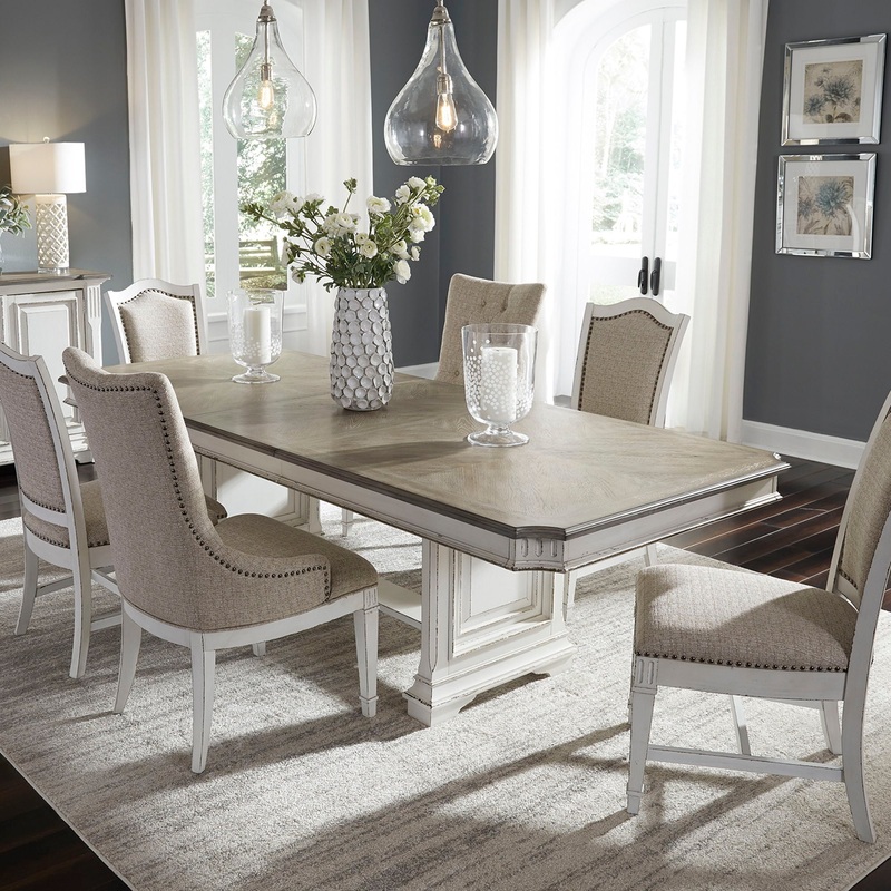 Abbey Park – 7 Piece Trestle Table Set – White