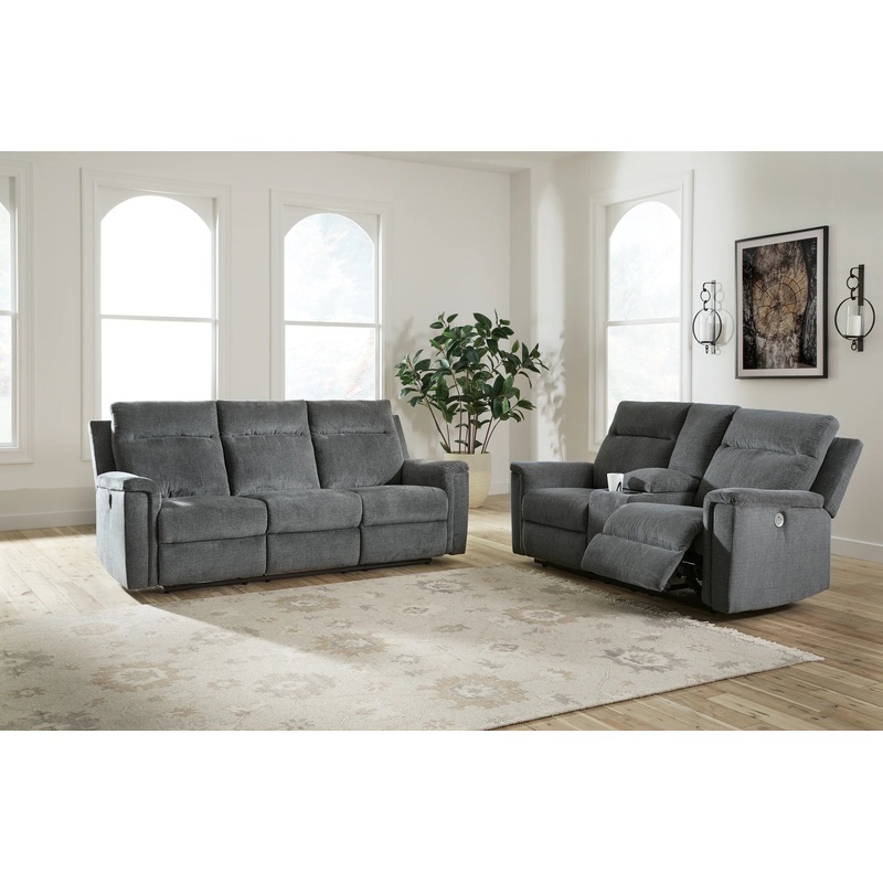 Barnsana – Gravel – 2 Pc. – Power Reclining Sofa, Power Reclining Loveseat