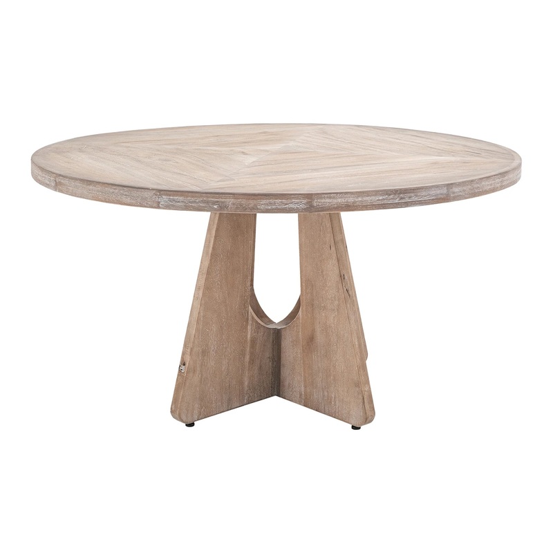 White Teak – 55″ Round Table – Ivory White