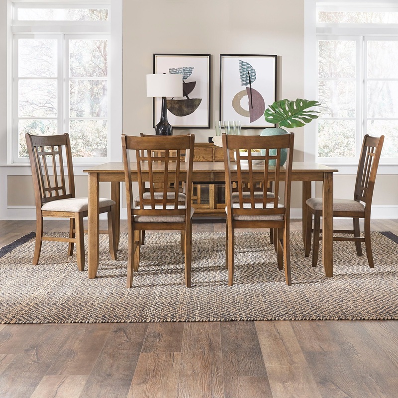 Santa Rosa – 7 Piece Rectangular Table Set – Light Brown