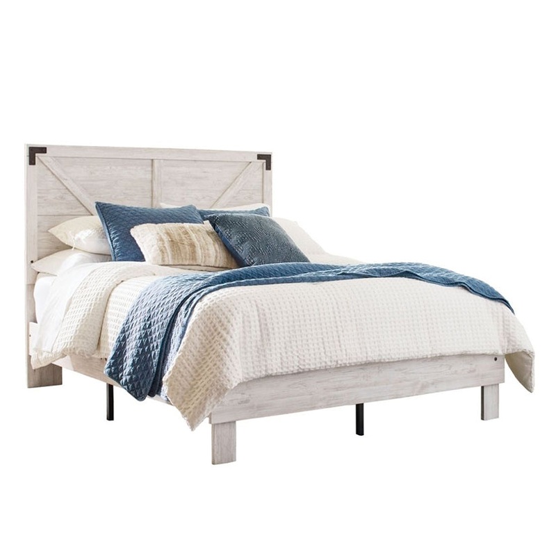 Shawburn – Whitewash – Queen Panel Platform Bed