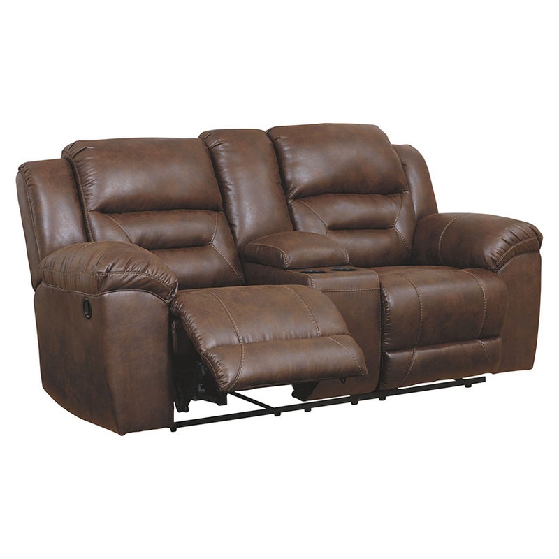 Stoneland – Chocolate – Dbl Rec Loveseat W/Console