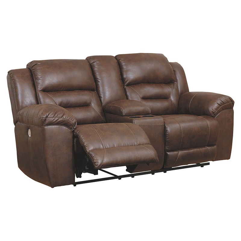 Stoneland – Chocolate – Dbl Rec Pwr Loveseat W/Console