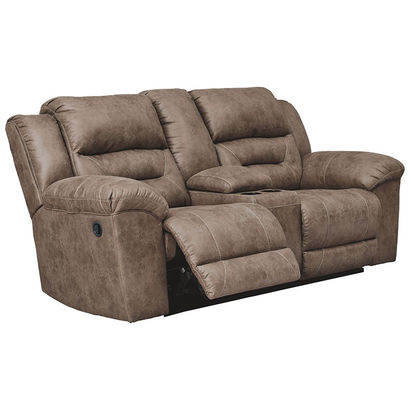 Stoneland – Light Brown – Dbl Rec Loveseat W/Console