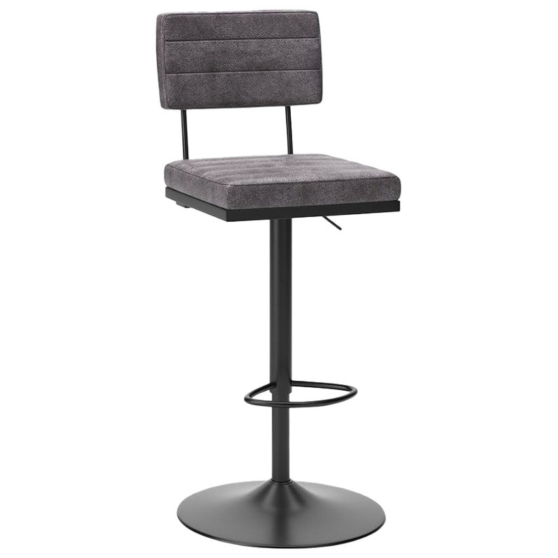 Strumford – Gray / Black – Tall Swivel Barstool (Set of 2) With Cushioned Back