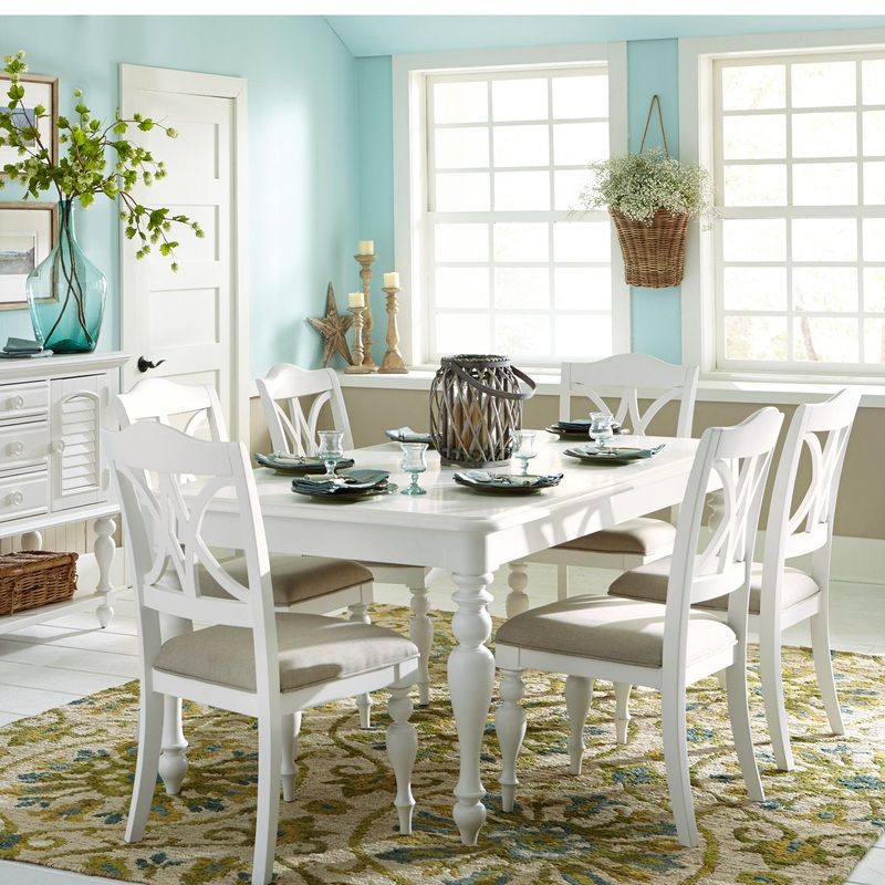 Summer House – 7 Piece Rectangular Table Set – Oyster White