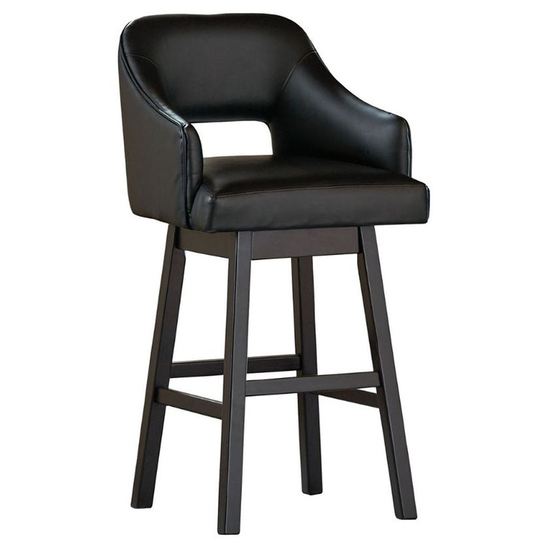Tallenger – Black / Dark Brown – Tall Uph Swivel Barstool(Set of 2)