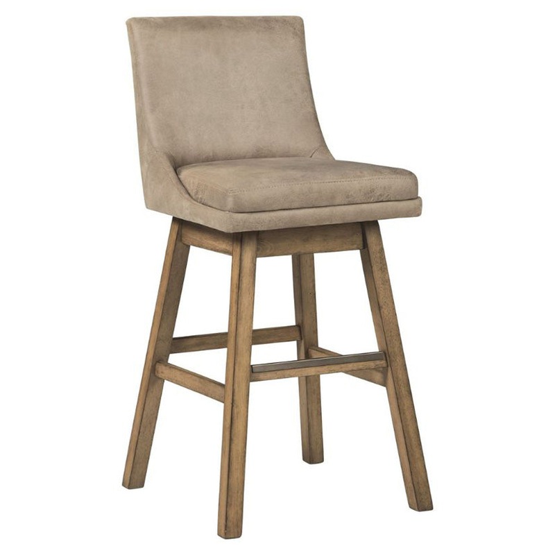 Tallenger – Dark Brown – Tall Uph Swivel Barstool(Set of 2)