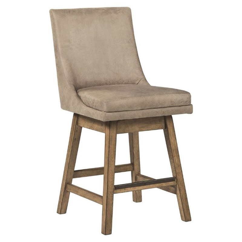 Tallenger – Dark Brown – Uph Swivel Barstool (Set of 2)