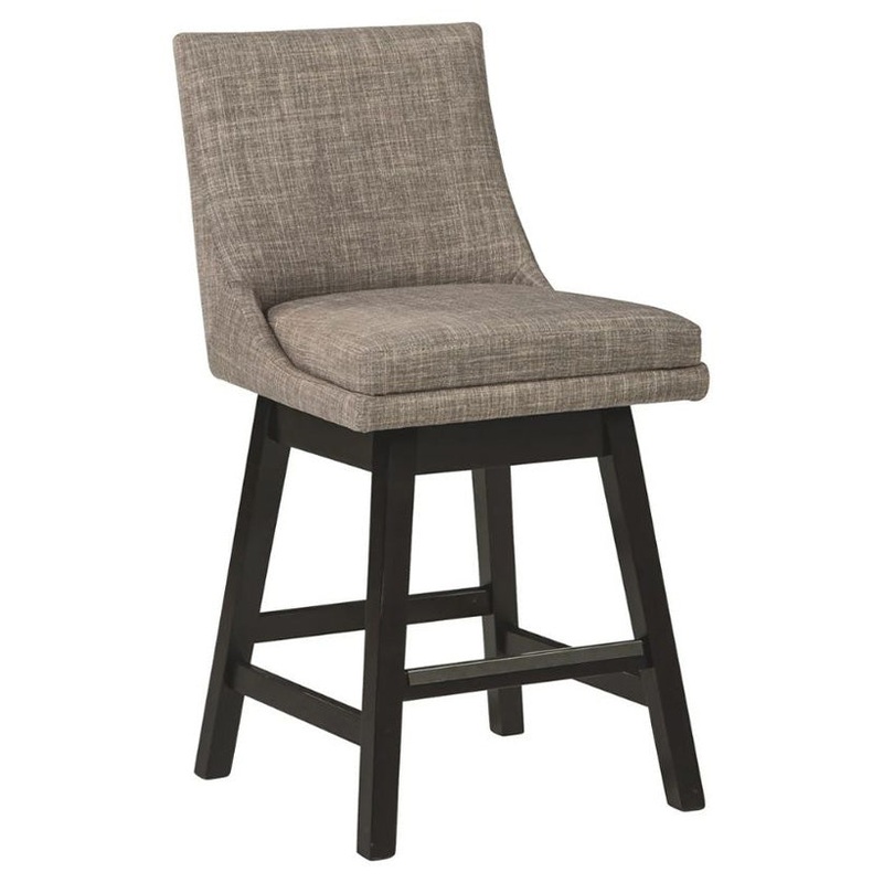Tallenger – Light Gray – Uph Swivel Barstool (Set of 2)