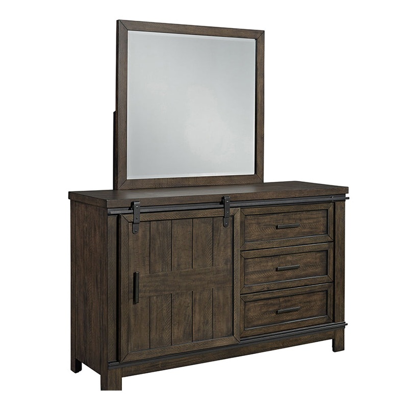 Thornwood Hills – 3 Drawers Dresser & Mirror – Dark Gray