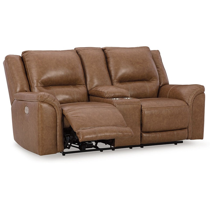 Trasimeno – Caramel – Power Reclining Loveseat With Console /Adj Hdrst