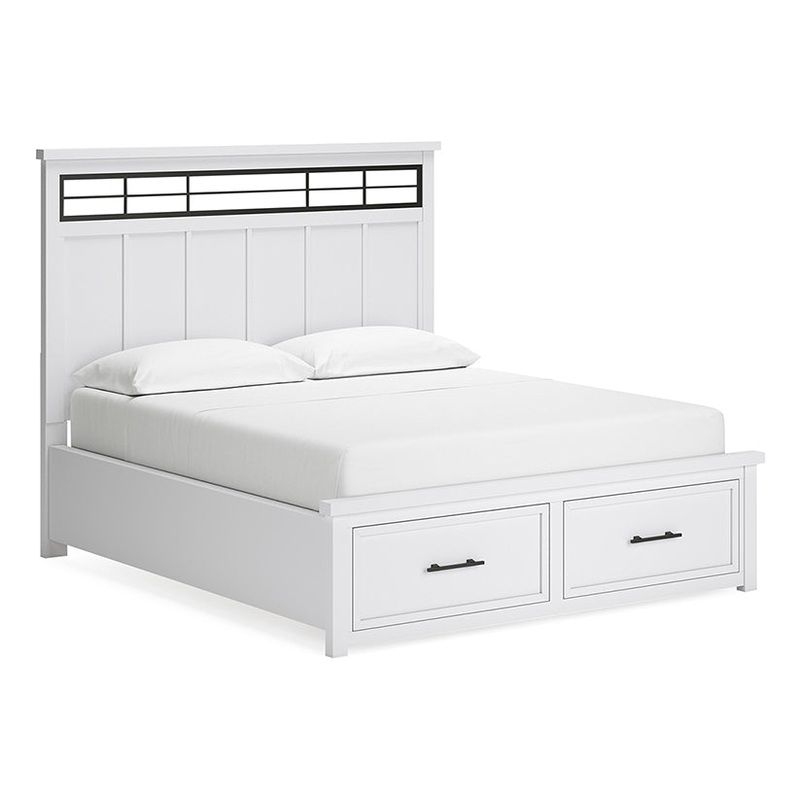 Ashbryn – White / Natural – California King Panel Storage Bed