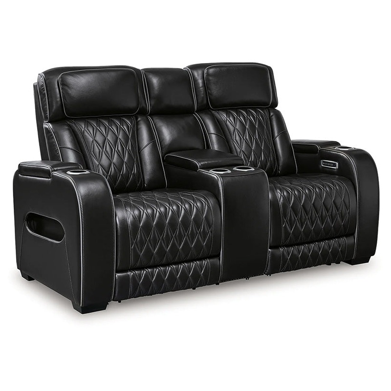 Boyington – Black – Power Reclining Loveseat With Console/ Adj Headrest