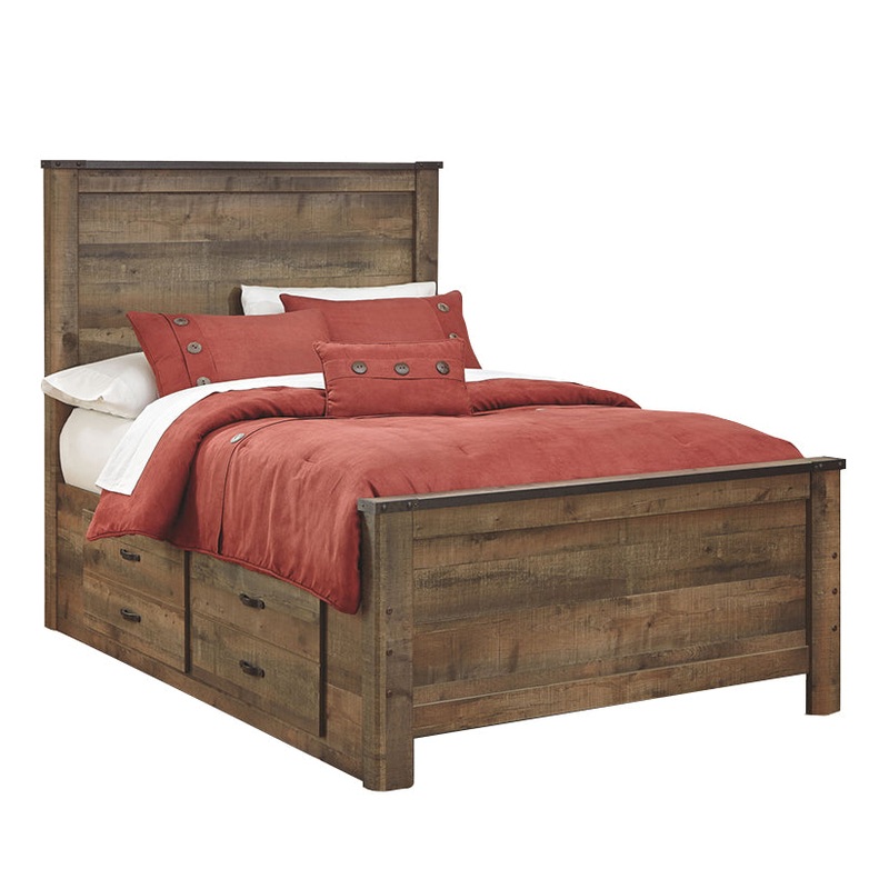 Trinell – Brown – Full Panel Bed With 2 Storage Drawers