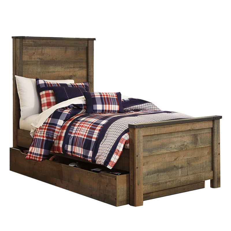 Trinell – Brown – Twin Panel Bed With 1 Large Storage Drawer