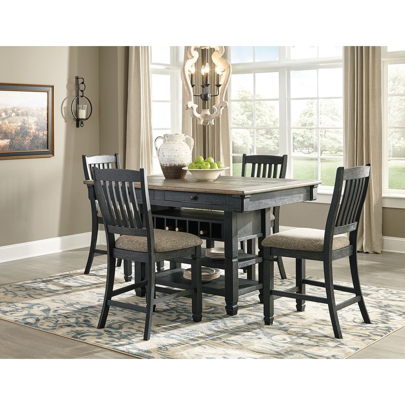 Tyler Creek – Dark Gray – 5 Pc. – Counter Table, 4 Barstools