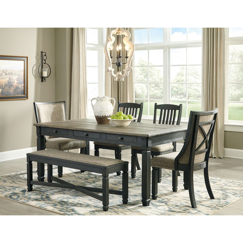 Tyler Creek – Dark Gray – 6 Pc. – Dining Room Table, 2 Side Chairs, 2 Upholstered Side Chairs, Bench
