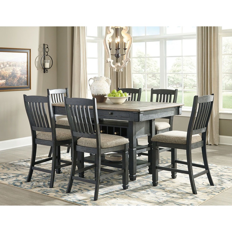 Tyler Creek – Dark Gray – 7 Pc. – Counter Table, 6 Barstools