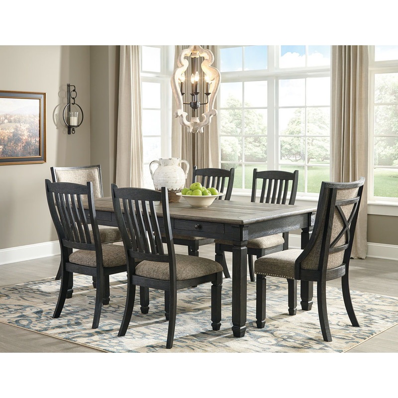 Tyler Creek – Dark Gray – 7 Pc. – Dining Room Table, 4 Side Chairs, 2 Upholstered Side Chairs