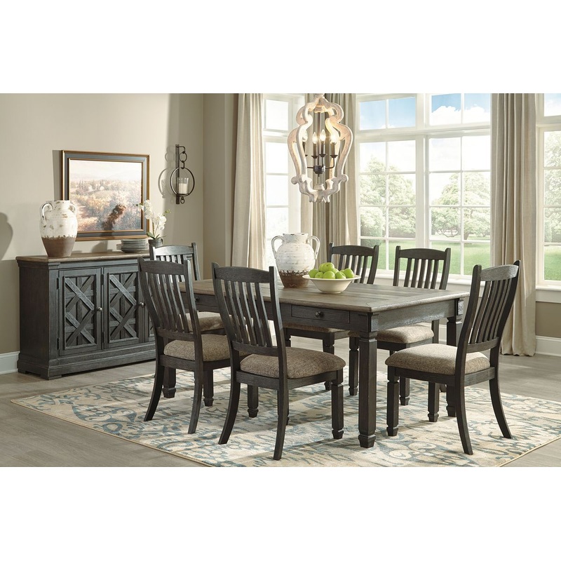 Tyler Creek – Dark Gray – 8 Pc. – Dining Room Table, 6 Side Chairs, Server