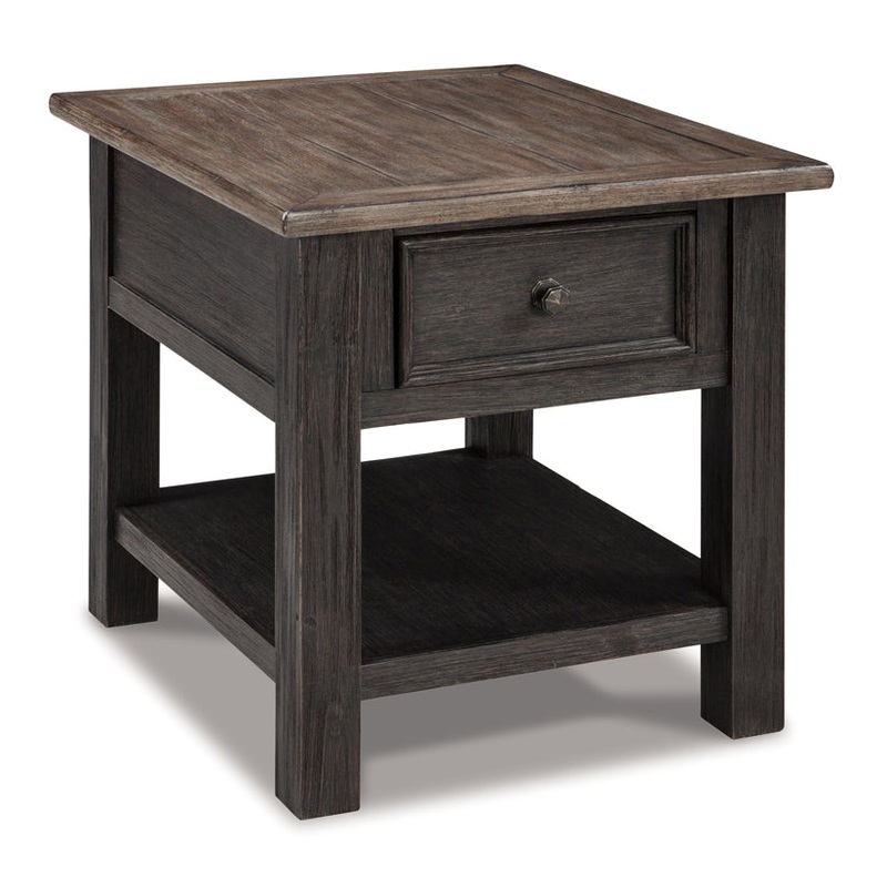 Tyler – Grayish Brown / Black – Rectangular End Table