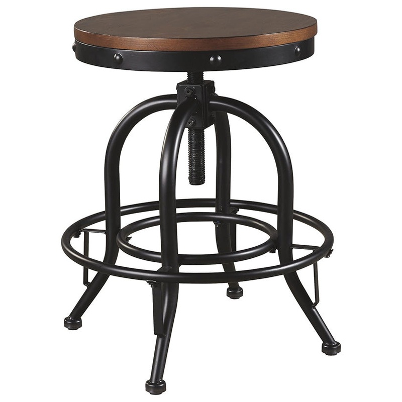 Valebeck – Brown / Black – Swivel Barstool (Set of 2)