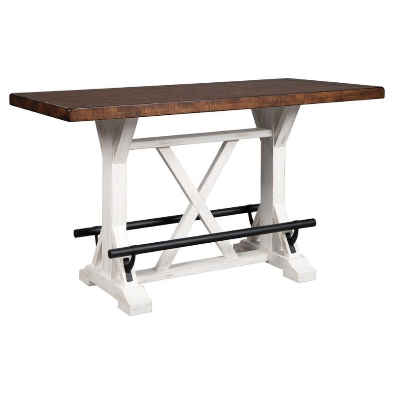 Valebeck – White / Brown – Rect Dining Room Counter Table