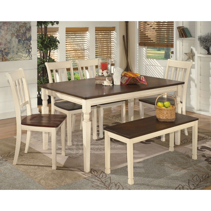 Whitesburg – White – 6 Pc. – Dining Room Table, 4 Side Chairs, Bench