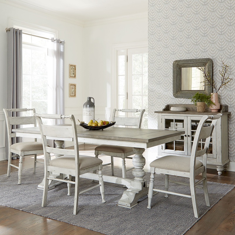 Whitney – 5 Piece Trestle Table Set – White