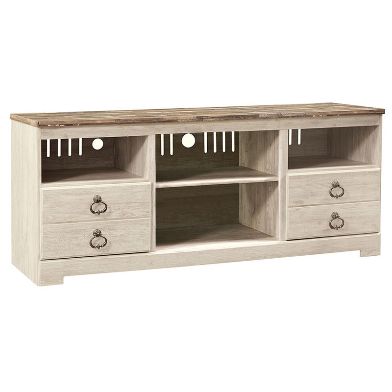 Willowton – Whitewash – 64″ TV Stand W/Fireplace Option